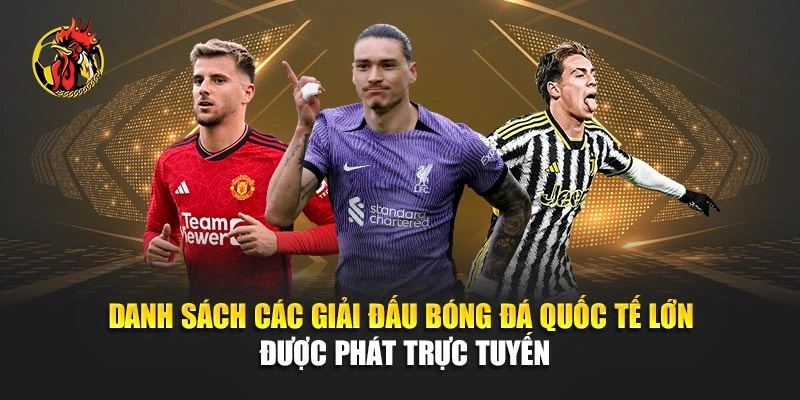 Danh sách các giải đấu bóng đá quốc tế lớn được phát trực tuyến